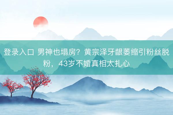 登录入口 男神也塌房？黄宗泽牙龈萎缩引粉丝脱粉，43岁不婚真相太扎心